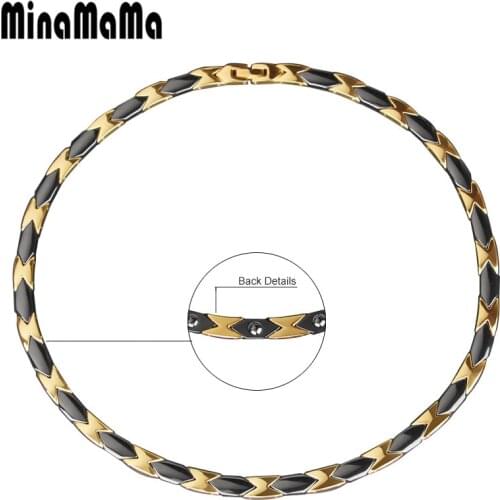 Black Gold Double Color Stainless Steel Ceramic Magnetic Necklace For Women Men Luxury Choker Male Jewelry Gift