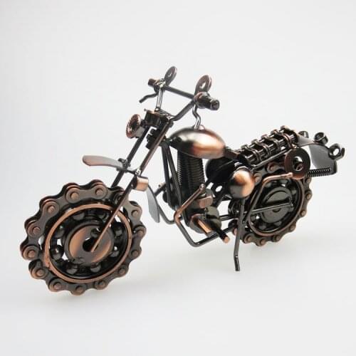 Figurines Iron Motorcycle Model Interior Vintage Decoration Prop Creative Handmade Boy Toy Gift Room Desktop Decor