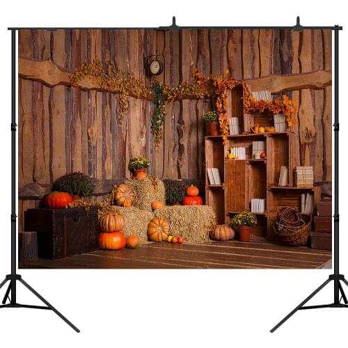 Lyavshi Halloween Themed Photography Backdrops Interior Chalet Pumpkins Haystack Newborn Baby Shower Kids Photo Backgrounds
