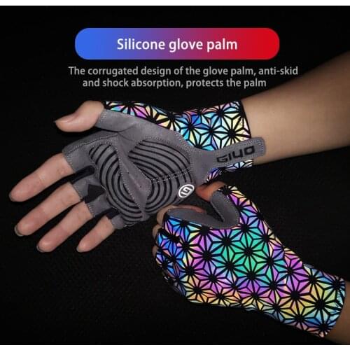 GIYO Luminous Gloves Cycling Anti-slip MTB Cycling Short Half Finger Motorcycle Gloves Outdoor Sport Mittens For Men Women
