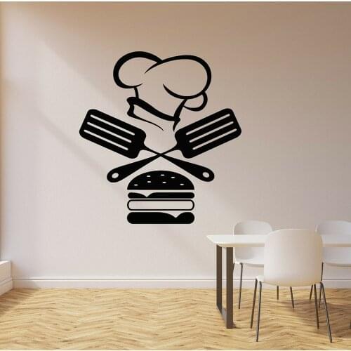 Creative Kitchen Decor Stickers Fast Food Restaurant Burger Cap Dining Vinyl Wall Sticker Decals Wall Decoration Wallpapers A596