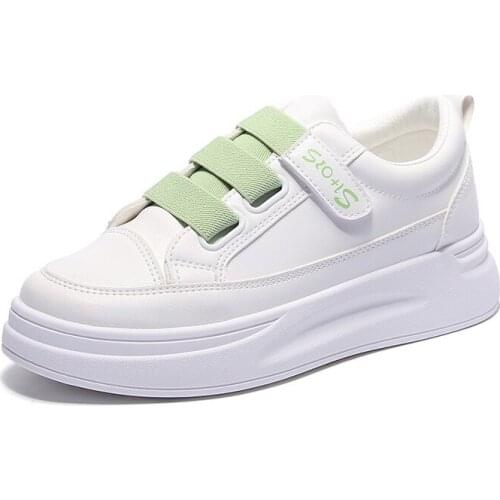 Velcro White Shoes Women 2021 Autumn New Sneakers Thick-soled Sports Shoes Comfortable Walking Loafers Student