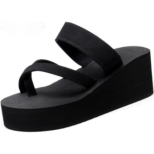 Summer Womens Shoes For Outer Wear With Slope Heel Non-Slip Outdoor Sandals And Slippers Fashionable Thick-Soled Soft Flip Flop