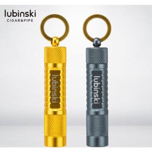LUBINSKI High-end Mesh Detachable Cigar Cigarette Punch Cutter W/Cigar Needle For COHIBA Tobacco Smoking Tool Key Ring Gift Box