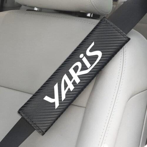 2pcs car carbon fiber seat belt shoulder protector cover case for Toyota yaris 2013 -2016 Yaris L 2017 -2019 Accessories