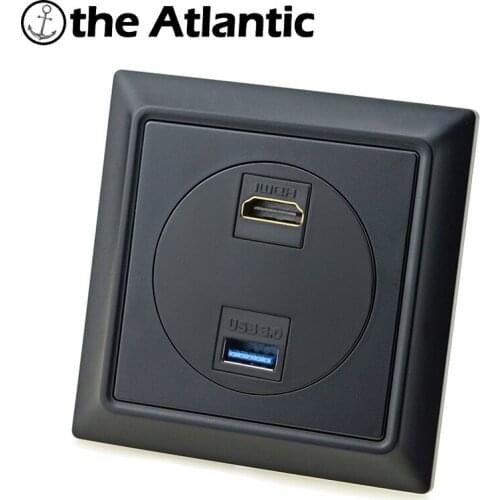 Atlectric Dual HDMI HD TV Television USB Data Socket HDMI & USB Data Port Plug Wall Socket 86Type PC Matte Panel Outlet