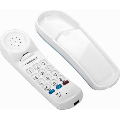 Wall Mounted Telephone Corded Phone Crystal Buttons Home Phone, Desk Telephone with Flash/Mute/Redial, Adjustable Ringtones