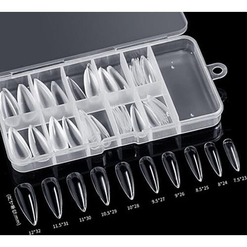 100pcs/box Coffin Nail Tips Full Cover Fake Nail Artificial Press on Long Ballerina