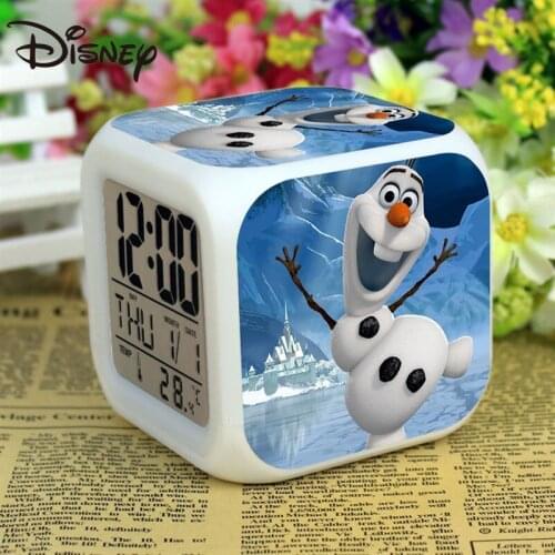 Disney Frozen cartoon children color night light students bed mute small alarm clock sound clock digital Snooze Function