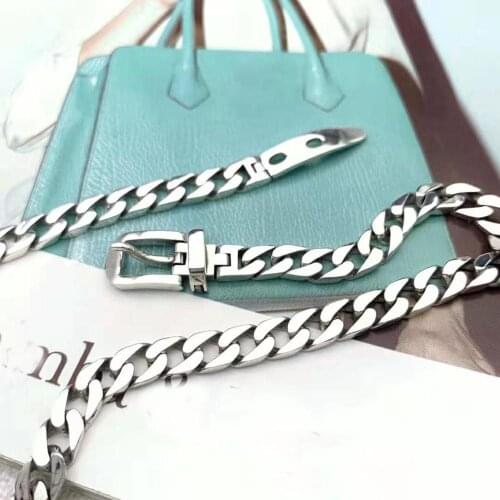 7mm real 925 Sterling Silver Mens Women Belt Buckle style chain collar necklace Gift Jewelry A4477