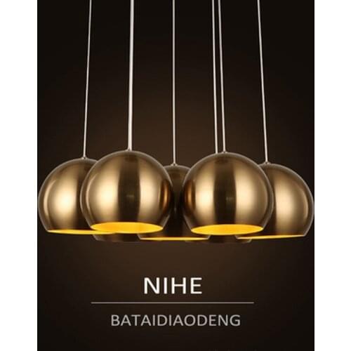 Nordic Vintage Creative Dining room Pendant lights Coffee shop Plated Iron art Round ball combo Western Restaurant LED Droplight