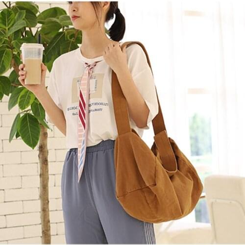 Simple large capacity handbag casual wash canvas shoulder bag female wide strap messenger bag 01-SB-fbsxbd