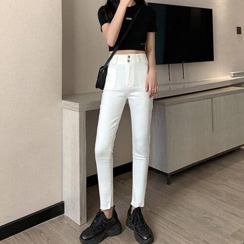 High Waist Super Skinny Jeans Women Retro Stretch Slim Washed Pants Winter 2020 Small Feet Pencil Pants Leggings Jean Fashion