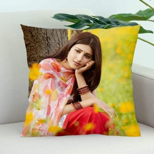 Shruti Haasan Pillow Cover Bedroom Home Office Decorative Pillowcase Square Zipper Pillow Cases Satin Soft