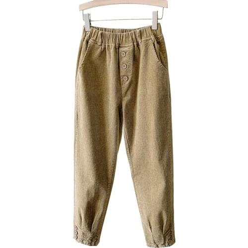Vintage Womens Corduroy Harem Pants Korean Casual Plus Size Loose Stright Thicken Trousers Female Streetwear Winter Xx105