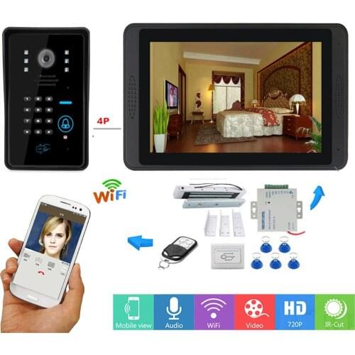 APP Control Video Intercom 7 Inch Wifi Wireless Video Door Phone Doorbell Intercom RFID Password Camera System+Door Opening Lock