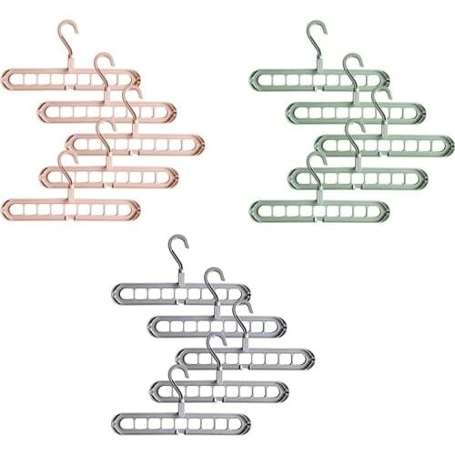 Magic Hangers Organizer,Rotate Anti Skid Hanger,Space Saving Hangers,Foldable Closet Storage Coat Hangers,Pack Of 5 Standard Han