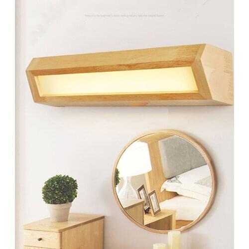 Japan nordic wood wall light bathroom mirror lights foyer bedside study desk above reading lamp
