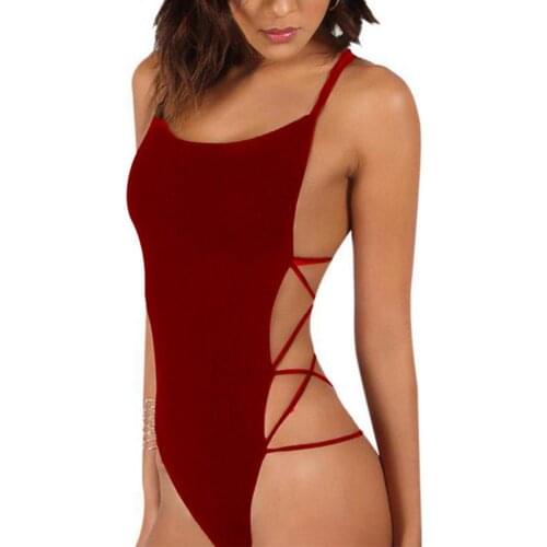 Women Bikinis Sexy Strappy Backless Solid Color Monokini Womens Separate Swimsuit Swimwear Bodysuit bikinis 2021