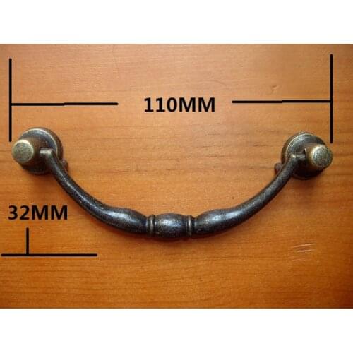 Vintage European Modern Wooden Wine Gift Box Furniture Handle Knobs Zinc Alloy Bronze Tone,110*32mm,4Pcs