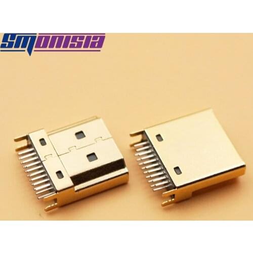 Smonisia 10PCS Copper HDMI-compatible Plated Gold HD 19P Patch HD Transmission Gold-plated HDMI-compatible Socket