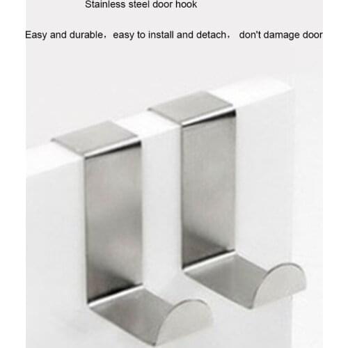 2 Pcs/Set Stainless Steel Door Hooks Over Cabinet Drawer Room Door Hook Kitchen Bathroom Hanger Hook Coat Clothes Hook P20