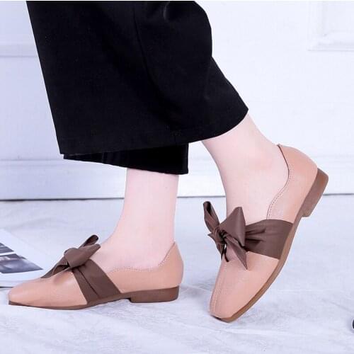 2020 New Fashion Spring Luxury Women Soft Flat Butterfly Knot Ballet Flats Large Size Low Heels Designer Shoes U19-22