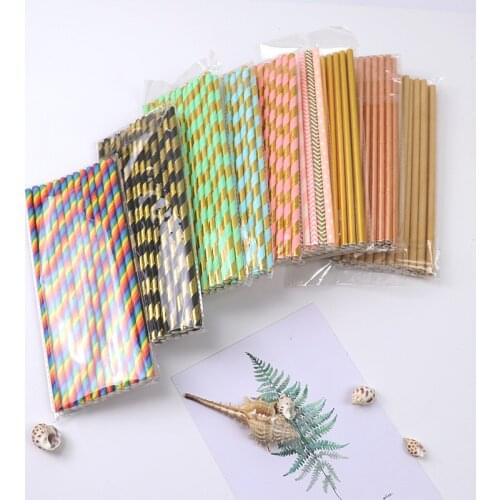 25pcs Rose Pink Paper Drinking Straws Favor For Wedding Decoration Anniversary Day paper straw paper drinking Birthday supplies