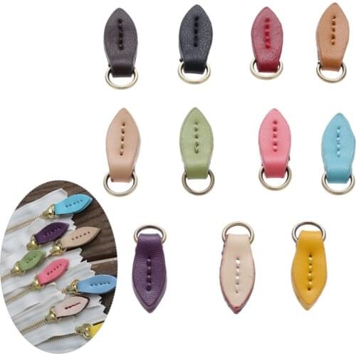5pcs/lot Leaf Shape Zipper Pullers Pull head Replacement DIY Sewing Craft Fasteners Leather Alloy pendant 33*11mm colorful