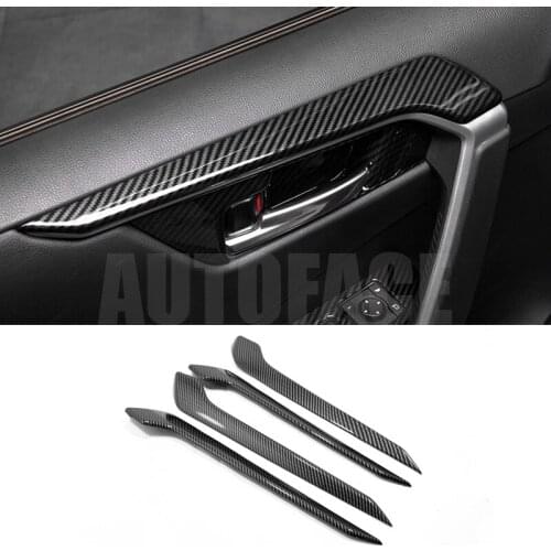 ABS Carbon Fibre For Toyota RAV4 2019 2020 Car Accessories Door Interior Decoration Strip Cover Trim Car Sticker Styling 4Pcs