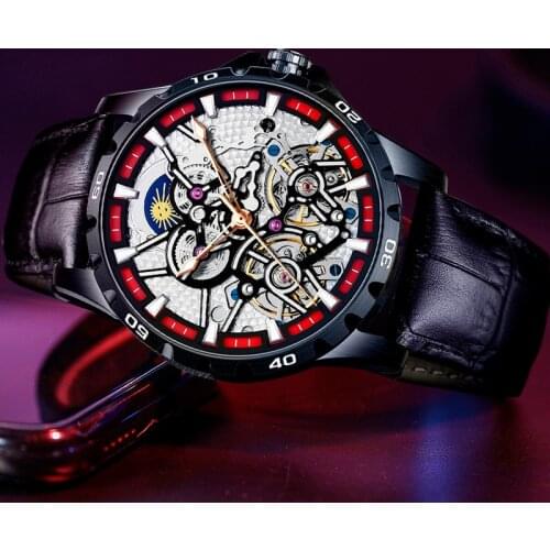 AILANG 2021 new watch mens automatic mechanical watch hollow waterproof double pendulum tourbillon mens business fashion watch