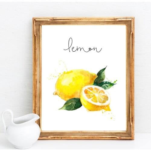 Watercolor Lemon Painting Canvas Poster Kitchen Wall Art Decor Fruits Veggies Food Art Prints Wall Picture Restaurant Decoration