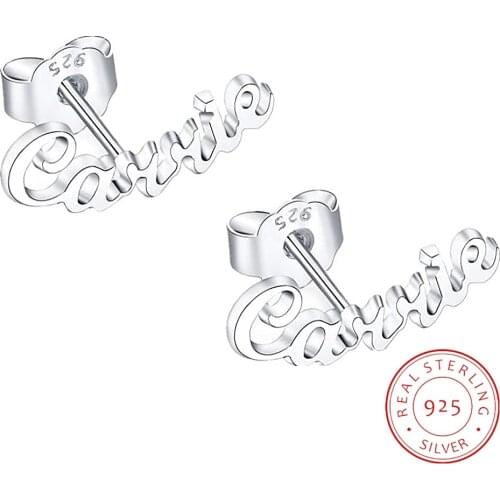 AurolaCo 925 Sterling Silver Custom Name Earrings Customized Stud Earring Gifts For Best Friend Girls
