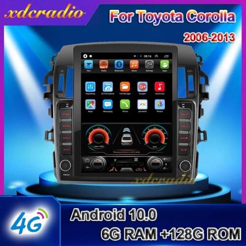 Xdcradio 10.4 INCH Tesla Style Screen Android 10.0 For Toyota Corolla E140 E150 Car Radio DVD Multimedia Player GPS Navigation