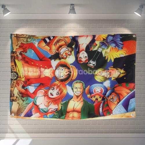 "One Piece" Anime Classic Movies Cloth Flag Banners & Accessories Bar Billiards Hall Studio Theme Wall Hanging Decoration
