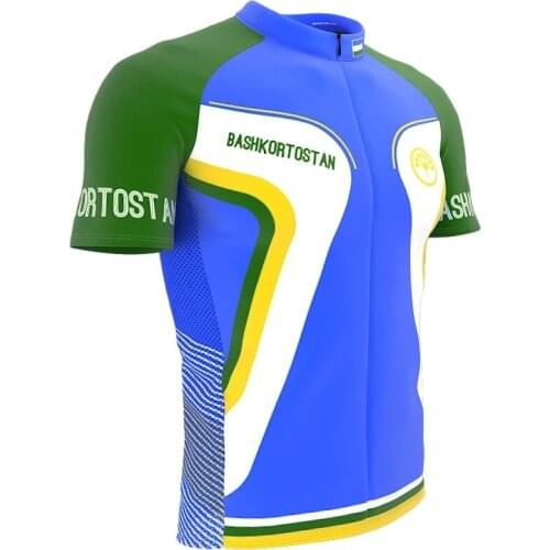 Bashkortostan Mens classic cycling team Blue short sleeved bike Road Mountain Race Clothing Maillot outdoor bike clothing