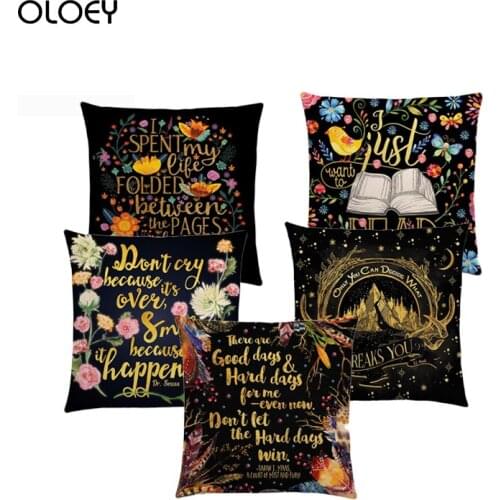 Floral Pattern Gold Black Beautiful Language Beautiful Decoration Words Letters Story Story Pad Set Home Bedroom Decoration