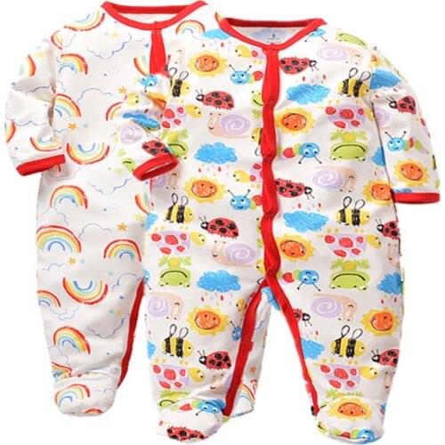 New arrival Baby Boys Girls Romper 2pcs/sets Kids Long Sleeve Unisex One-piece Clothes Baby Footed Infant Newborn Baby Pajamas