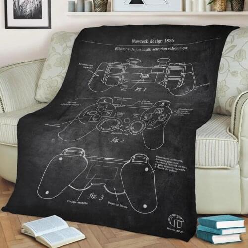Design Gamepad Throw Blanket Print on Sherpa Blankets Soft for Sofa Customized DIY Plush Thin Quilt