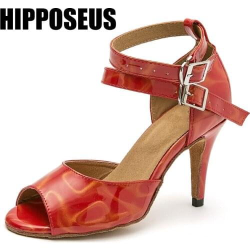 Hipposeus Girls Dance-Shoes Women Salsa Modern Ballroom Latin Tango Dance Shoes Female Thin Heel Soft Bottom Dancing Shoes Party