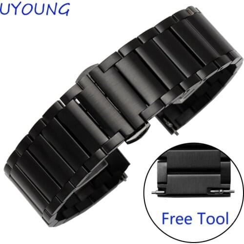 Quality Solid Stainless Steel Watchband 20mm For moto 360 2nd Luxury Matt Mens Black Strap Replacement Steel Watch bands