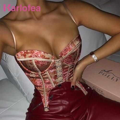 Karlofea Backless Tops For Women 2020 Cute Print Corset Crop Tops Goth Clothes Sexy Omighty Wear Out Bustier Chic Satin Cami Top