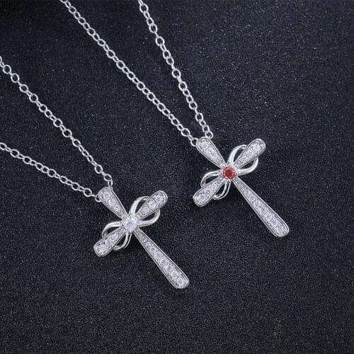 Creative Necklace 8 Character Cross Inlaid with Zircon Atmospheric Personality Charm Gift Woman Fashion Exquisite Jewelry