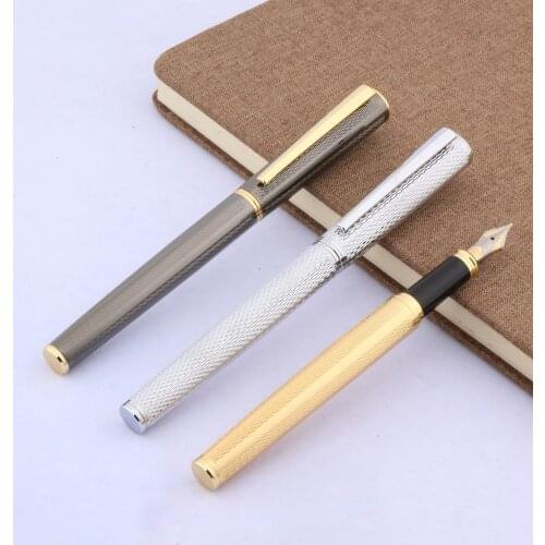 1pc Textured waves METAL Fountain Pen OFFICE Fashion Golden M School Student Office Gifts Stationery