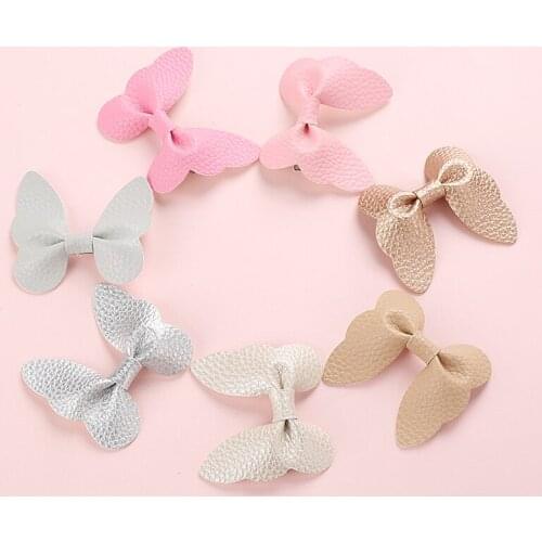 Cute Girls Pu Leather Bow Butterfly Hair Clips Fashion Candy Kids Girls Hairpins Spring Summer Hair Accessories For Baby Girls