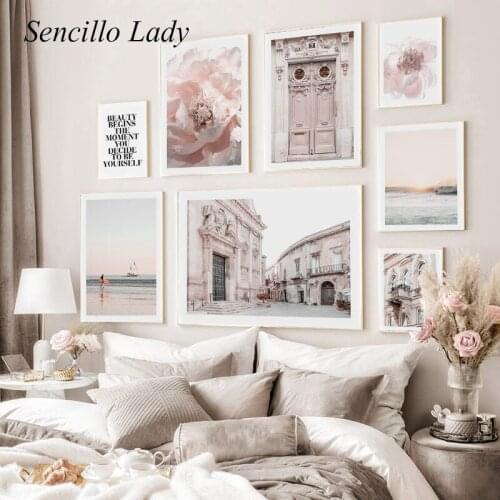 Sea Waves Sunset Beach Canvas Painting Architecture Cityscape Poster Floral Print Wall Art Picture Modern Living Room Decoration