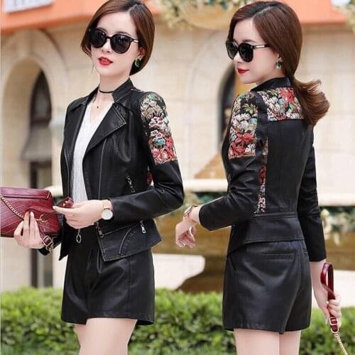 Motorcycle Leather Clothing Women Spring 2021 New Women Leather Jacket Short Slim Leather Coat Female Coats Black