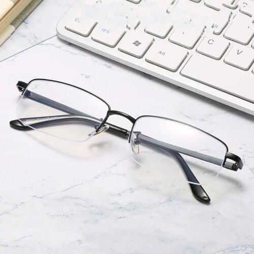 Anti-blue light mens reading glasses metal half frame computer glasses ultra light reading glasses anti-reflection mirror