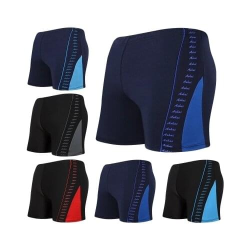 Mens Sexy Swimsuit Summer Mens Low Waist Patchwork Swimwear Boxer Briefs Beach Pants Hot Sell Swimming Trunks