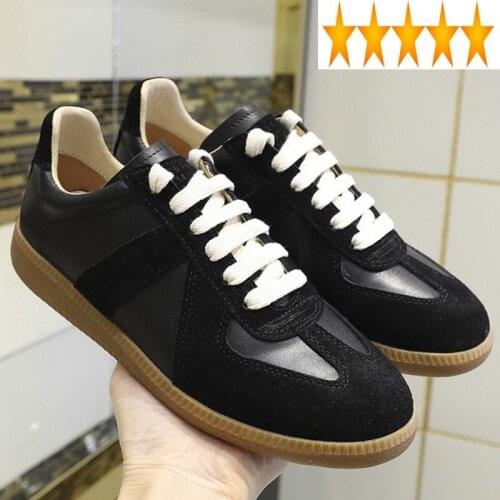 Flat 2021 Vintage Graffiti Casual Mens Genuine Leather Sneakers Patchwork Lace-Up Trainers Autumn Black Active Shoes Male
